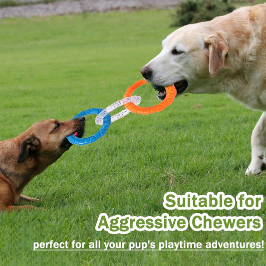 TPR 3-Ring Tug Dog Toy, Sturdy& Water Resistant Dog Chew Toy for Pets Training Teething, Interactive Fetch Toy for Puppy Small Medium Large Breeds Aggressive Chewers