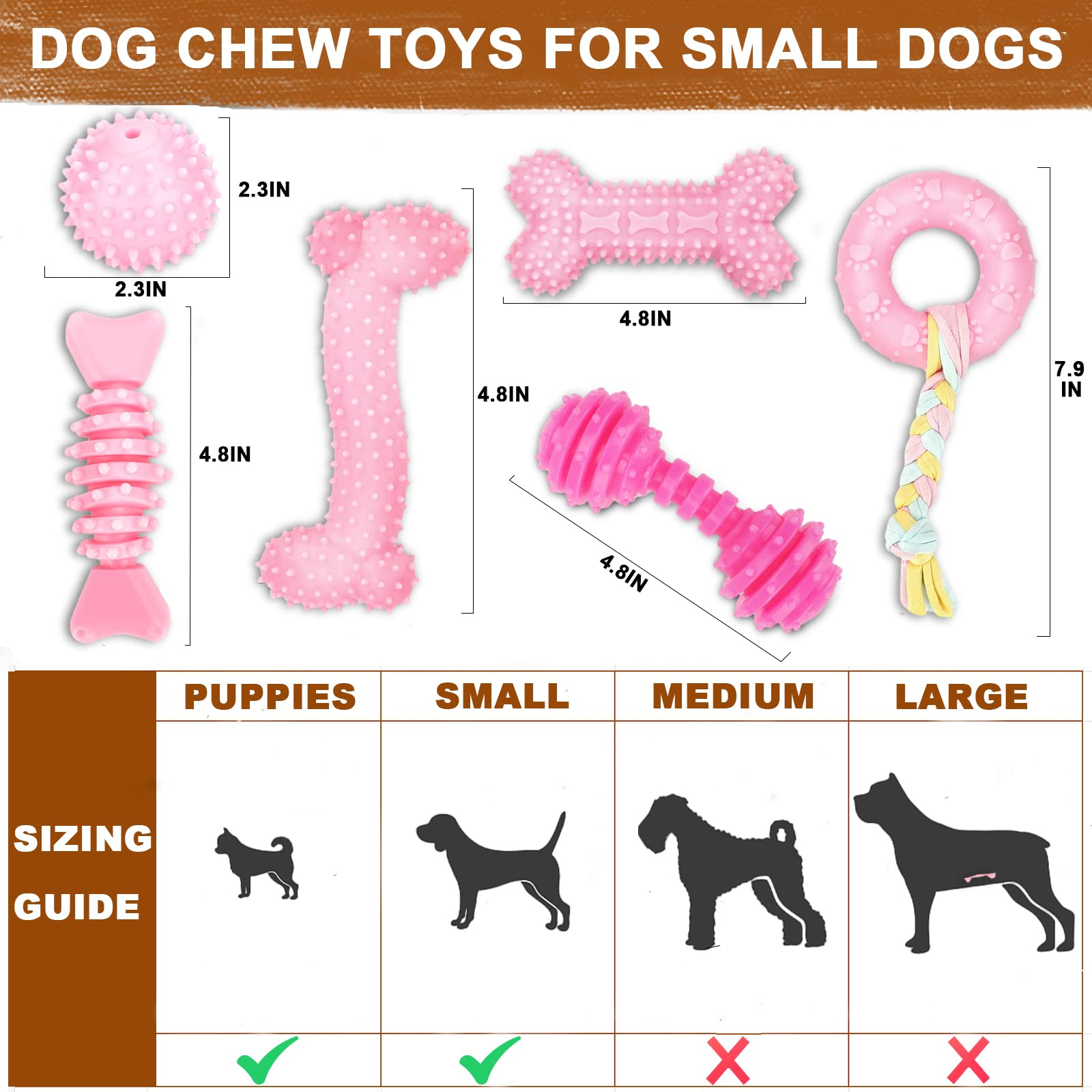 6 PCS Dog Chew Toys For Cleaning Teeth Soft Rubber Bone Funny Ball Interactive Donut Treat Set For Small Medium Dogs Pet Gifts