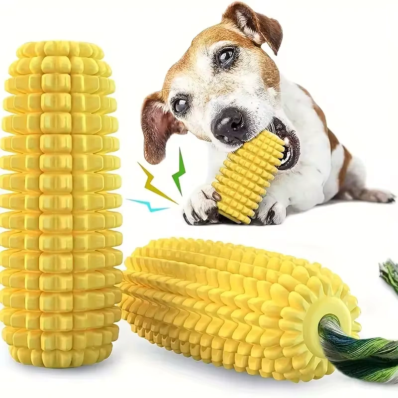 Dog Chew Toys for Aggressive Chewers, Tough Durable Squeaky Interactive Dog Toys, Puppy Teeth Chew Corn Stick Toy for Small Larg