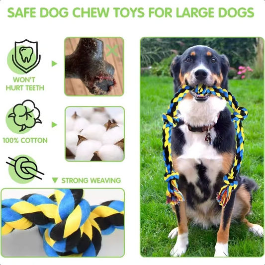 Large Tough Chew Toys for Aggressive Chewers Large Breed Heavy Duty Dental Rope Toys Kit for Medium Dogs 5 Knots Indestructible