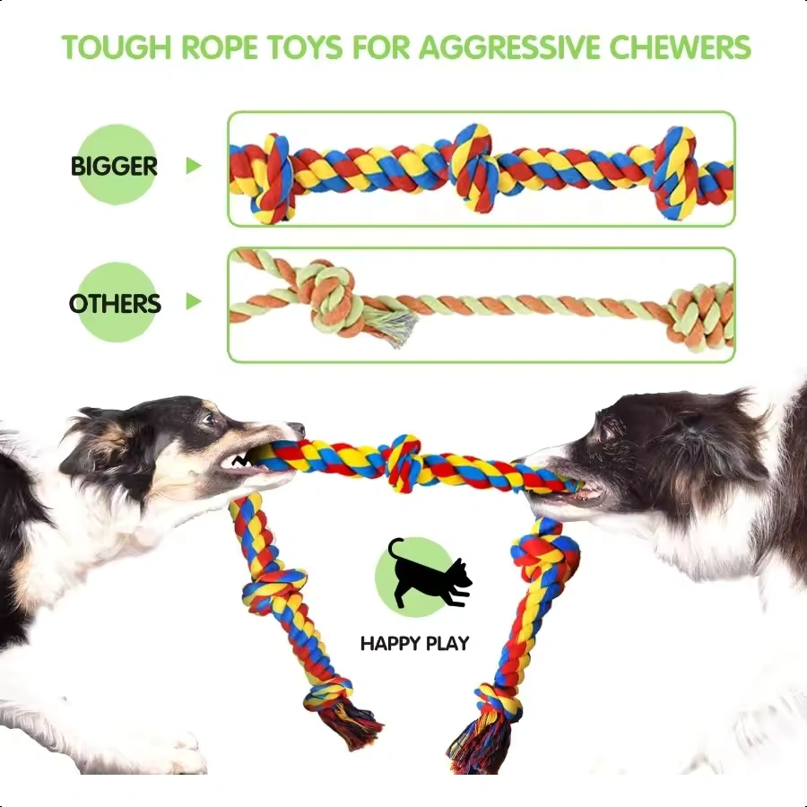 Large Tough Chew Toys for Aggressive Chewers Large Breed Heavy Duty Dental Rope Toys Kit for Medium Dogs 5 Knots Indestructible