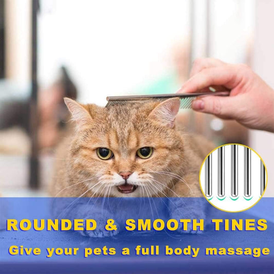 Dog Combs with Rounded Ends Stainless Steel Teeth