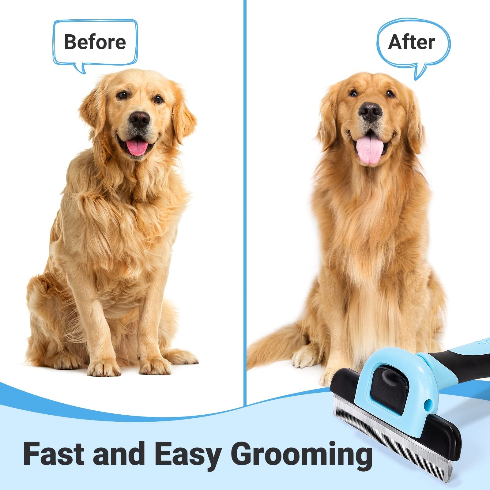 Pet Grooming Brush, Deshedding Tool for Dogs & Cats