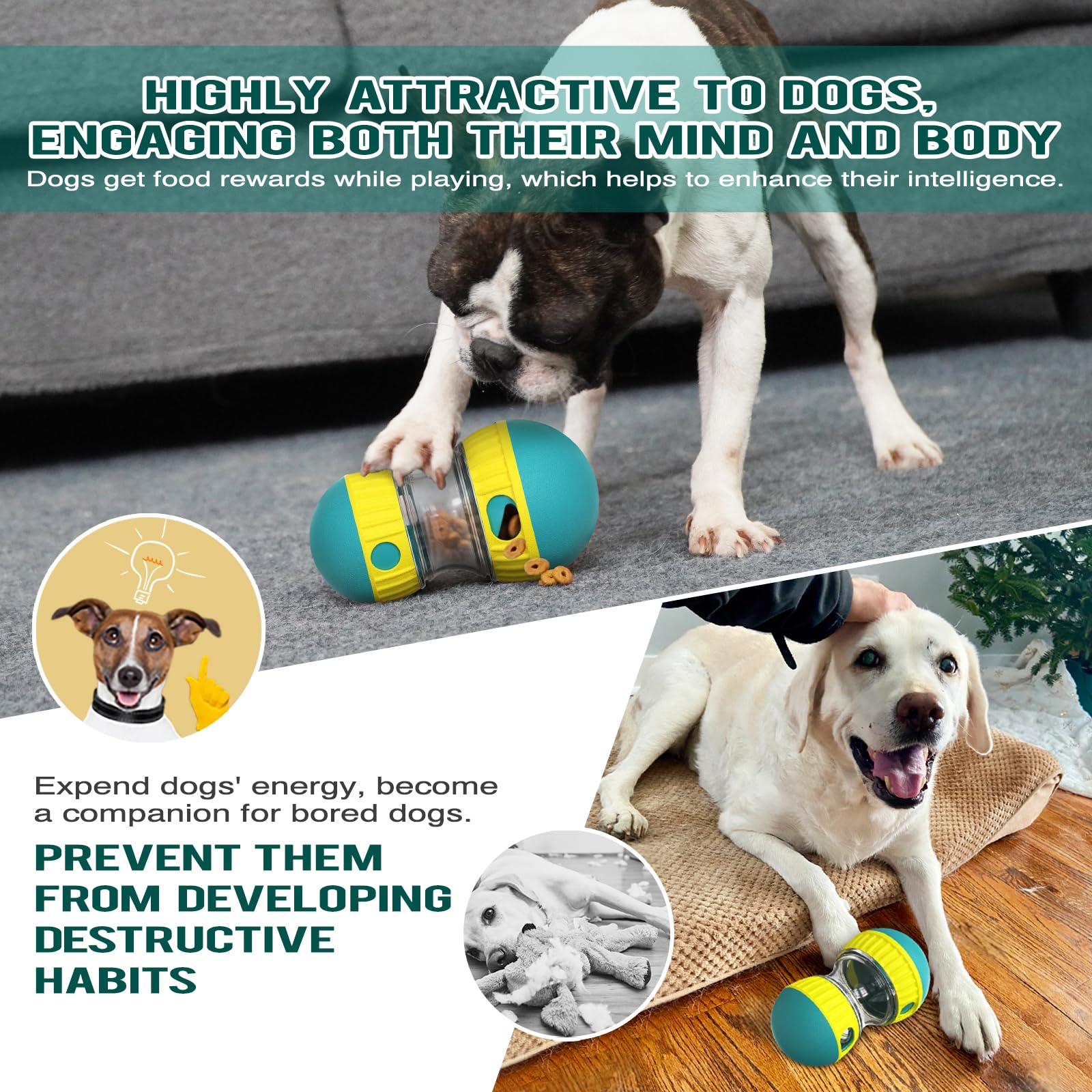 Dog Puzzle Toy Elliptical Track Rolling Increase Intelligence Ball Leaky Food Develop Good Habits Durable Interactive Pet Toys