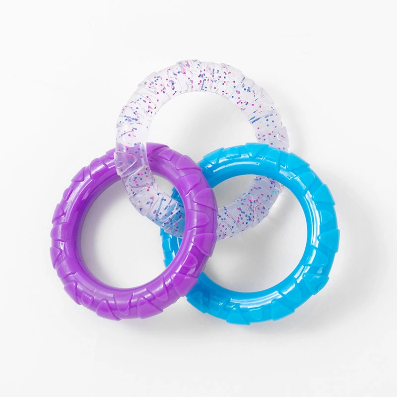 TPR 3-Ring Tug Dog Toy, Sturdy& Water Resistant Dog Chew Toy for Pets Training Teething, Interactive Fetch Toy for Puppy Small Medium Large Breeds Aggressive Chewers
