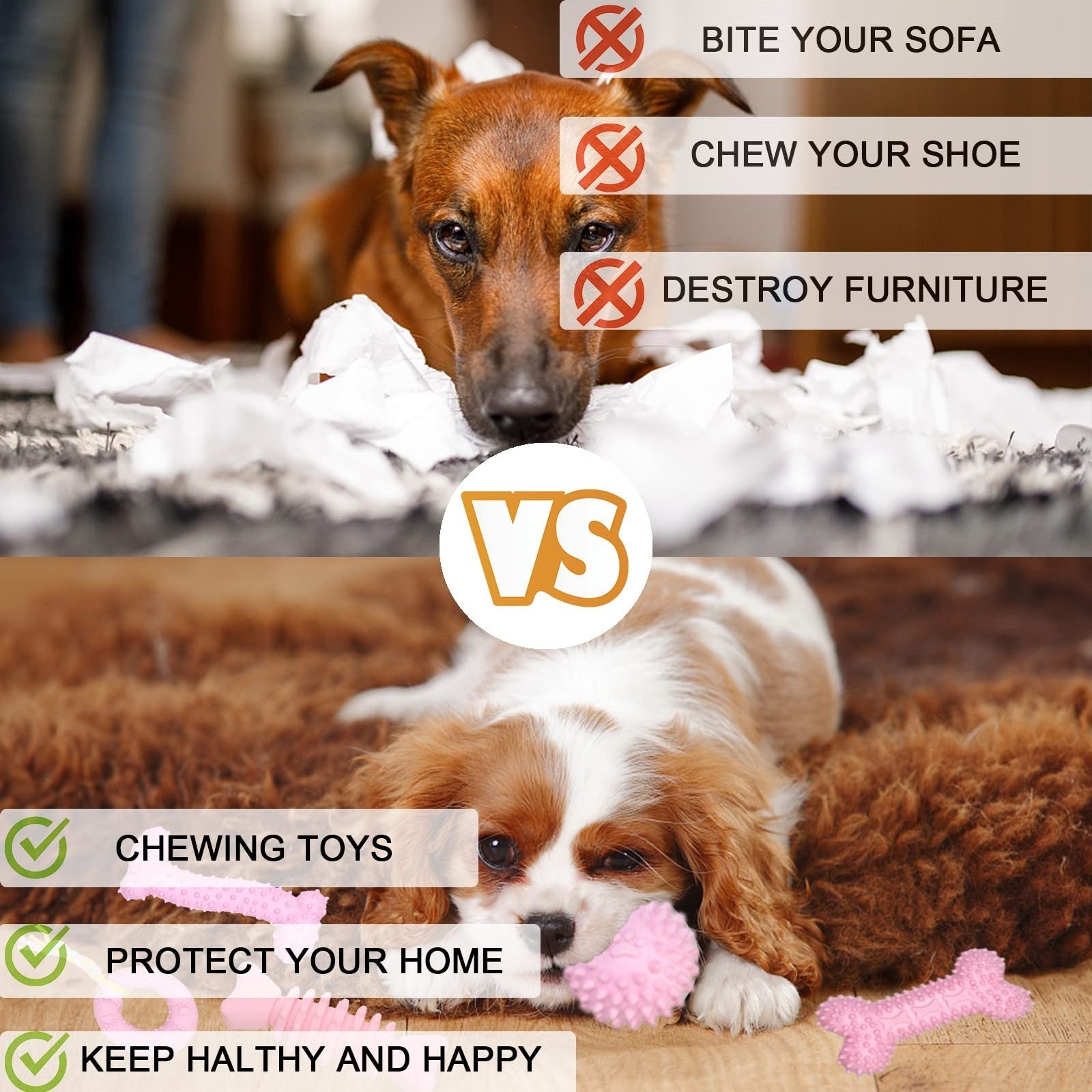 6 PCS Dog Chew Toys For Cleaning Teeth Soft Rubber Bone Funny Ball Interactive Donut Treat Set For Small Medium Dogs Pet Gifts