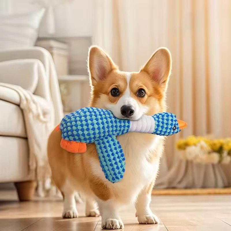 Cute toy dog chewing toy plush animal toy wild goose is suitable for small, medium and large dogs to clean their teeth.