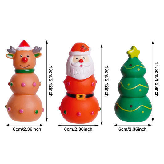 Fumwase 3 Pieces Dog Christmas Chew Toys Latex Squeaky Toy Funny Interactive Dog Toys for Xmas Small Medium Puppy Pet